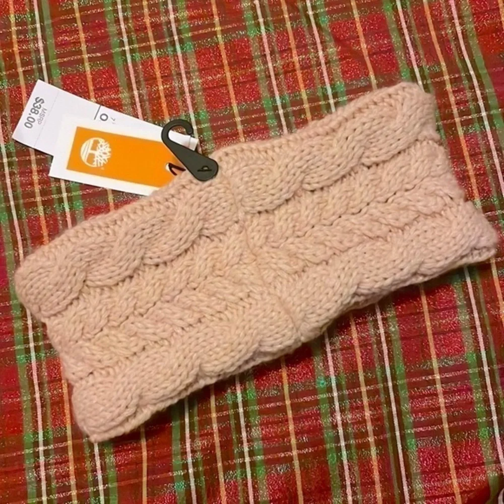 Brand New Timberland Cable Knit Earband Pale Pink Headband Soft Fleece Interior